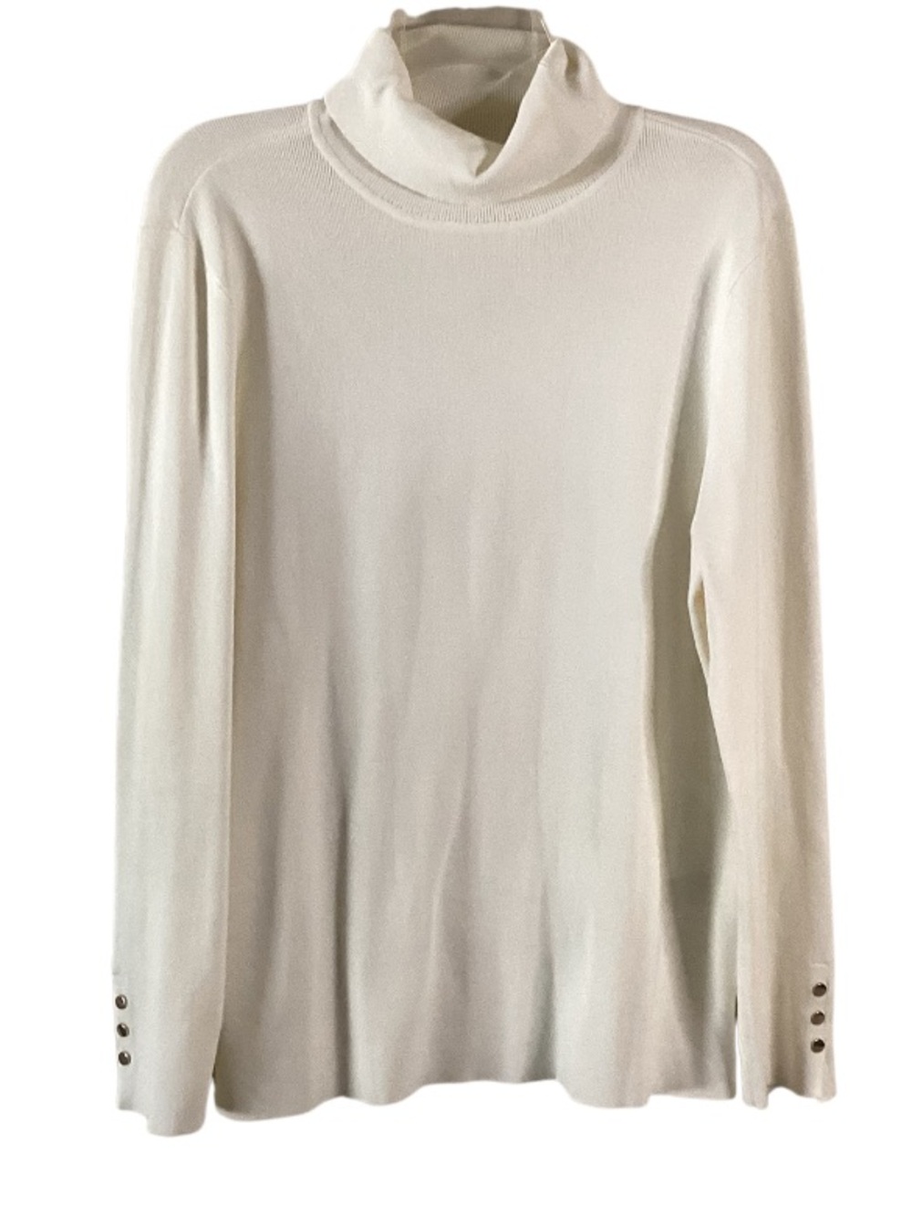 Chico’s Studded Cuffs Cream Turtleneck Long-Sleeve Women's Sweater XL